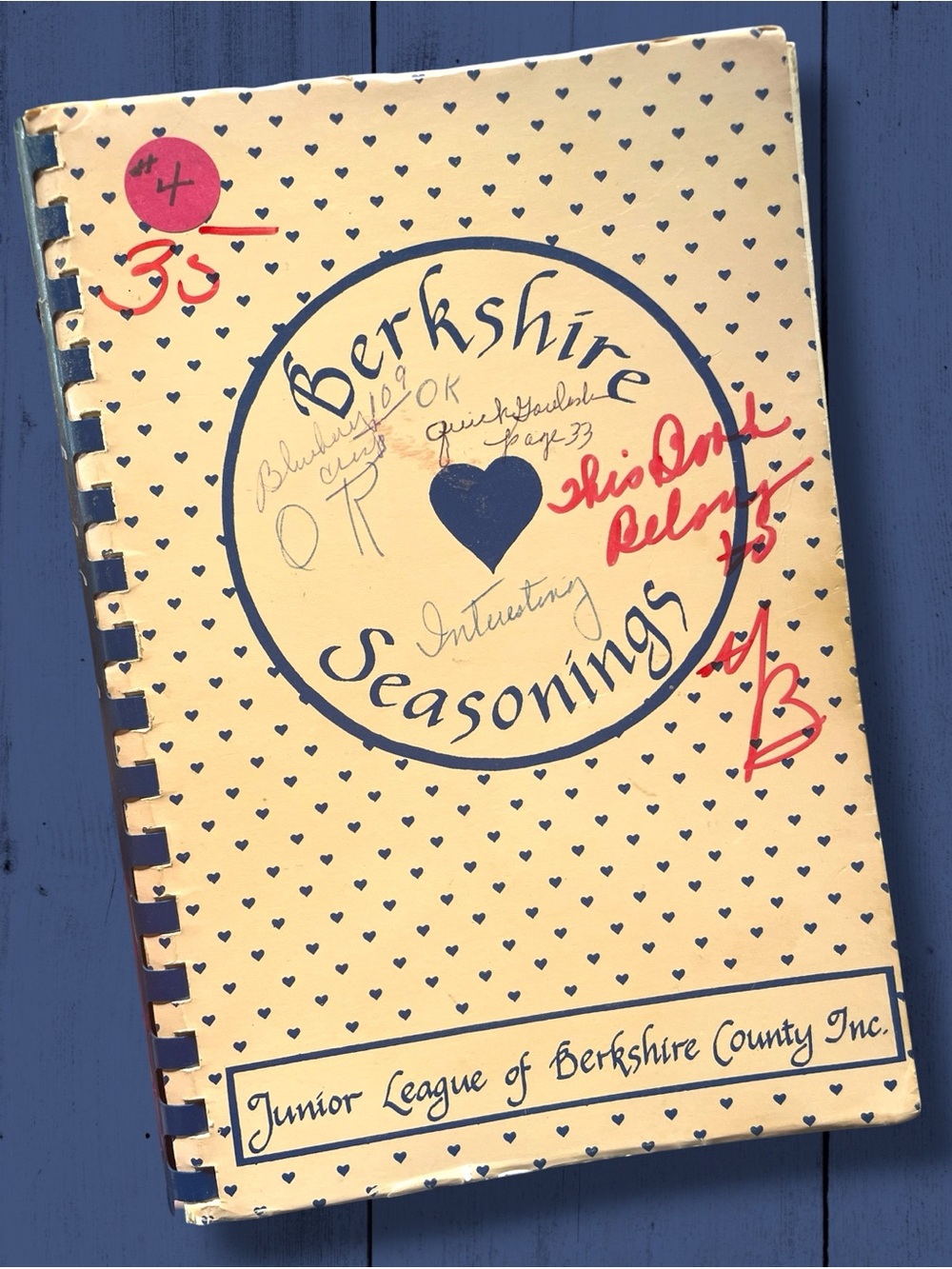 Vintage 1990 Berkshire Seasoning Jr League Of Berkshire Co. MA Recipes Cookbook